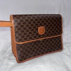 Celine Brown Patterned Clutch Bag